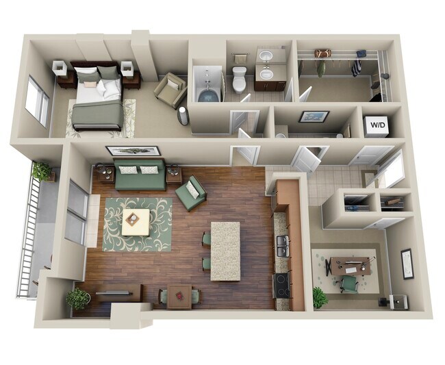 1 Bed • 1 Bath 2014 floor plan