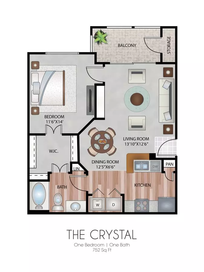 1 Bed • 1 Bath 1536 floor plan