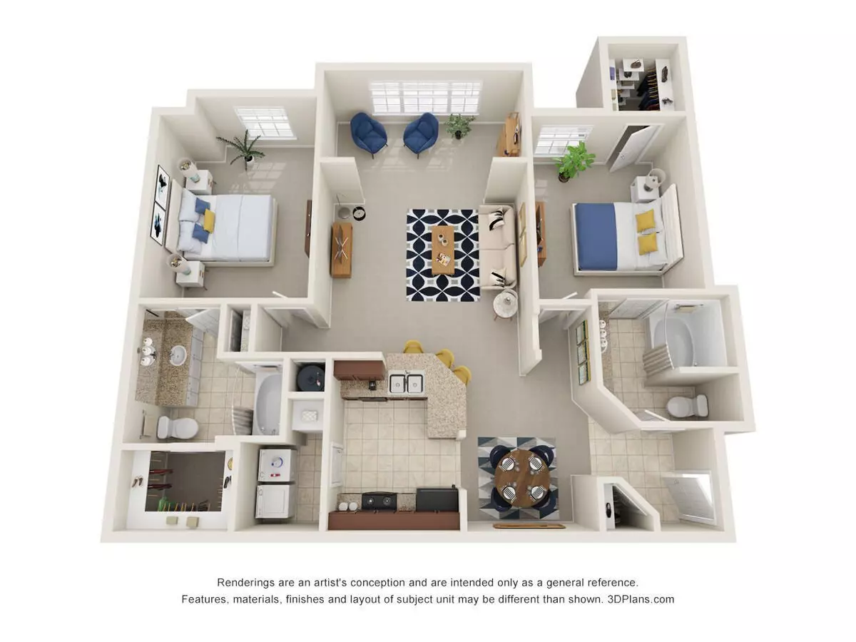 2 Beds • 2 Bath 03307 floor plan