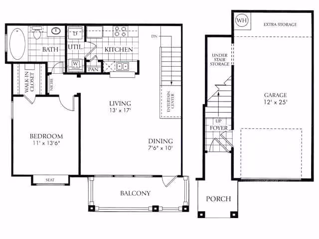 1 Bed • 1 Bath 1004 floor plan