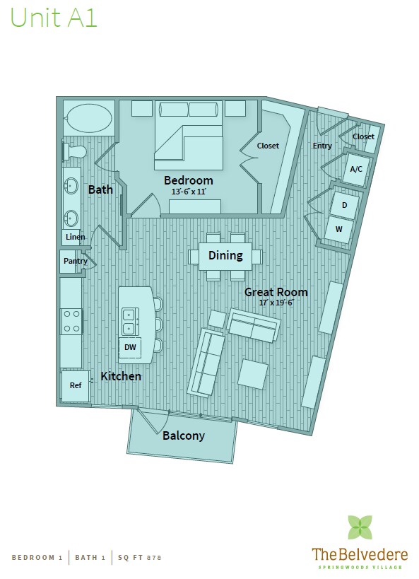 1 Bed • 1 Bath 451 floor plan