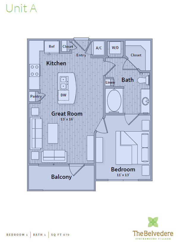 1 Bed • 1 Bath 338 floor plan