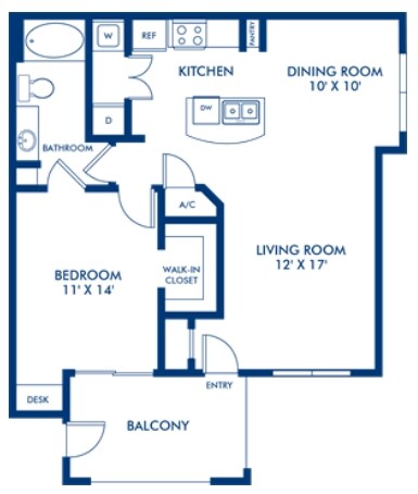 1 Bed • 1 Bath 1136 floor plan