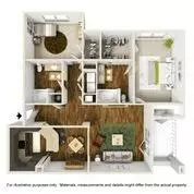 2 Beds • 2 Bath 0513 floor plan