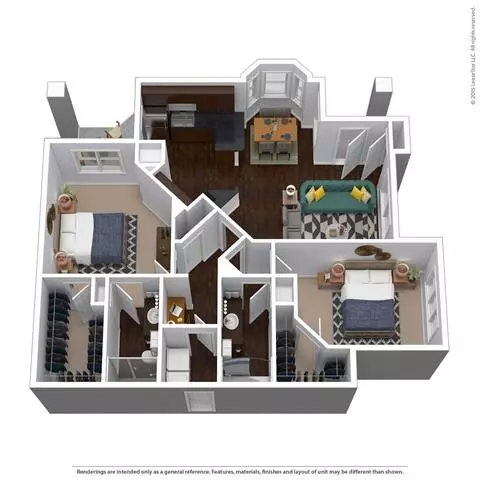 2 Beds • 2 Bath 12103 floor plan