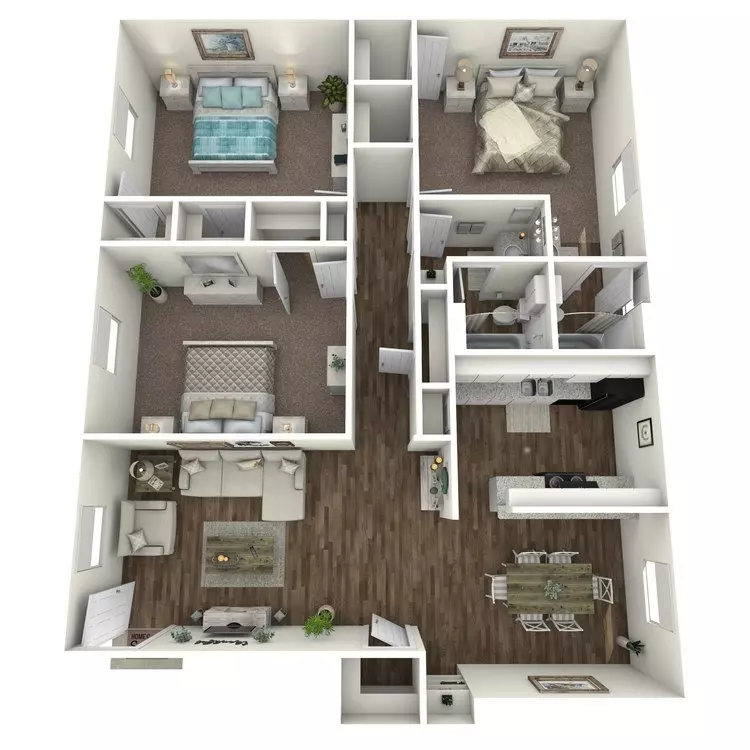 3 Beds • 2 Bath C1 floor plan