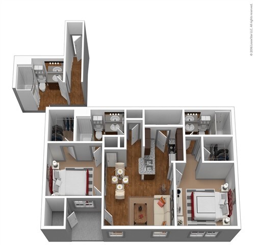 2 Beds • 2 Bath 01103 floor plan