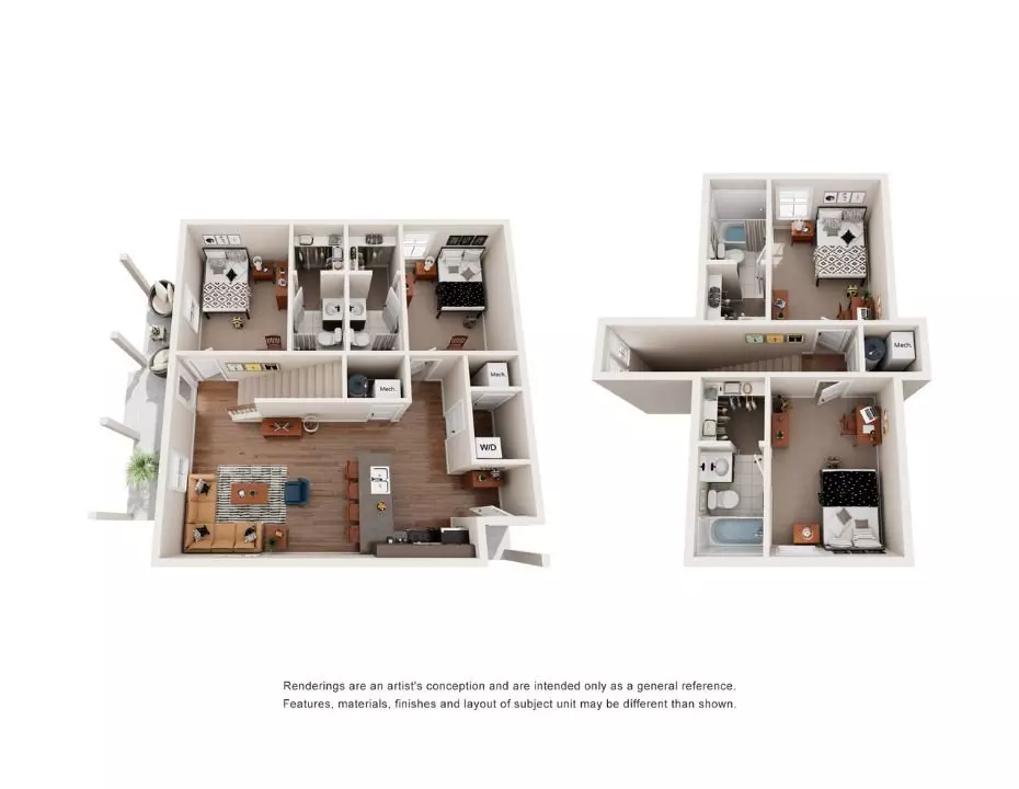 4 Beds • 4 Bath Private floor plan