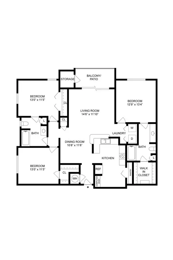 3 Beds • 2 Bath 111 floor plan
