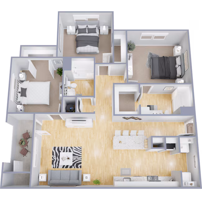 3BR 1302 floor plan