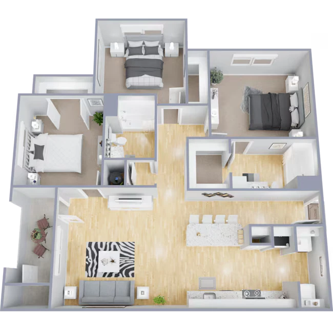 3BR 1302 floor plan