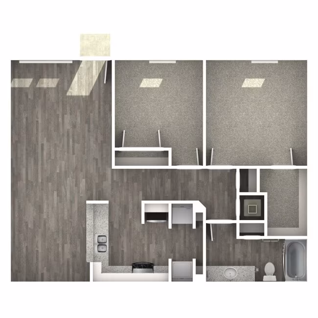 2 Beds • 1 Bath 1-D12 floor plan