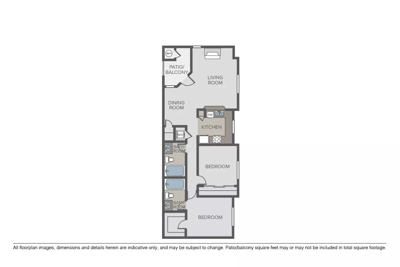 2 Beds • 2 Bath
3D Tour 08303 floor plan