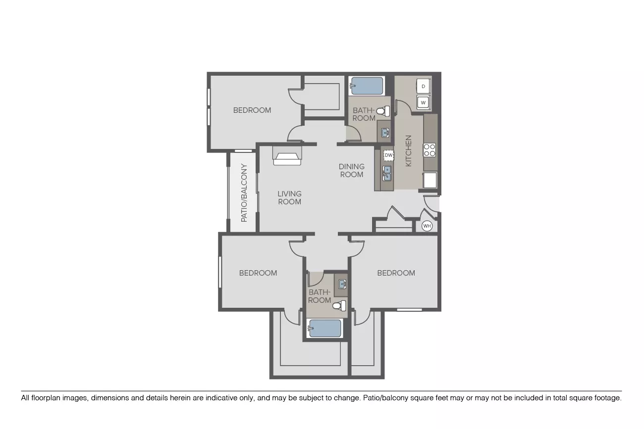 3 Beds • 2 Bath
3D Tour 14308 floor plan