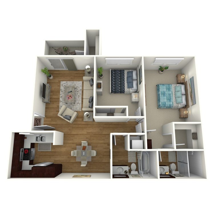 2 Beds • 2 Bath Move floor plan
