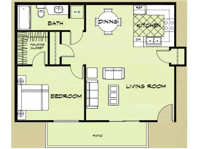 1 Bed • 1 Bath floor plan