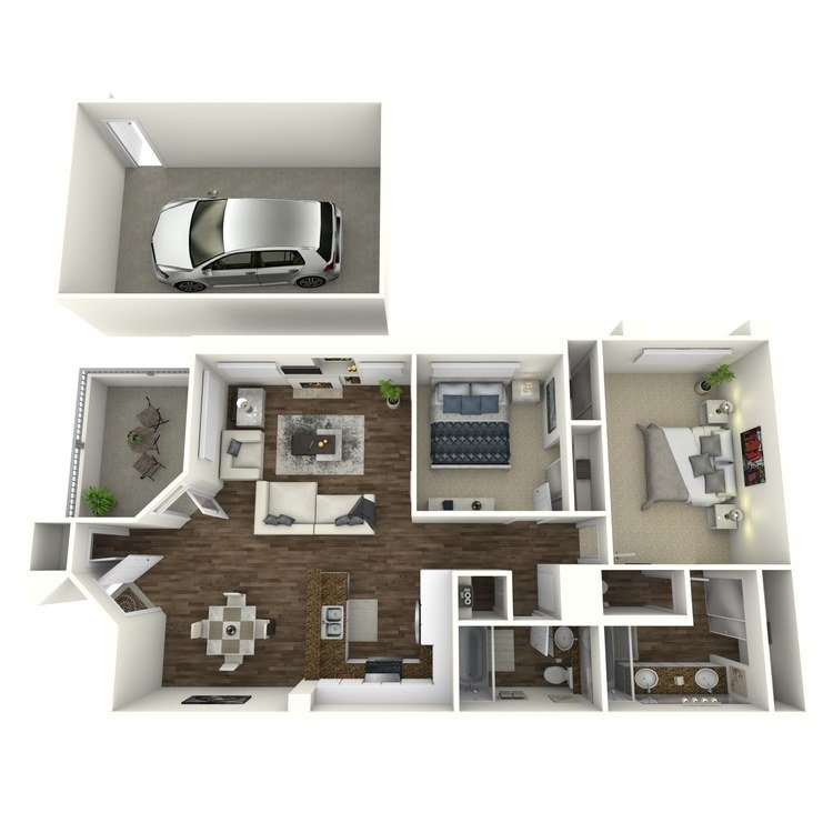 2 Beds • 2 Bath Orion floor plan