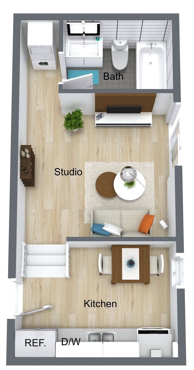 studio 1.0 baths (345 sqft) 101 floor plan