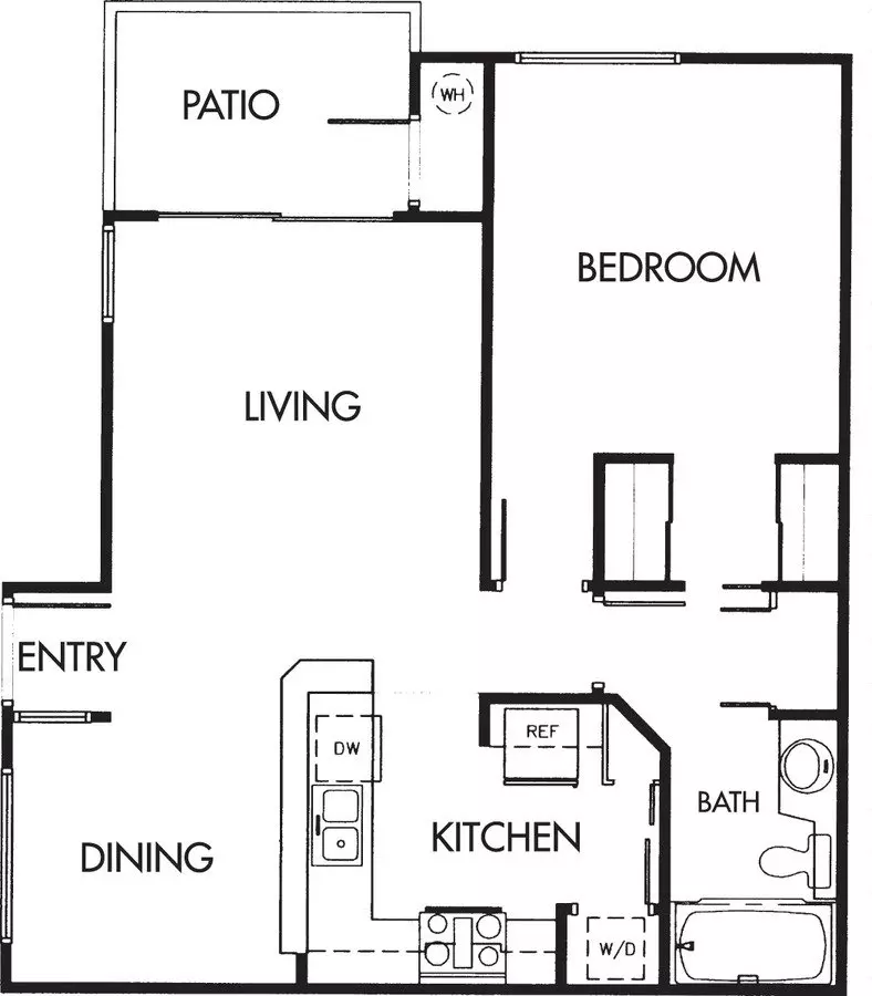 1 Bed • 1 Bath 150 floor plan