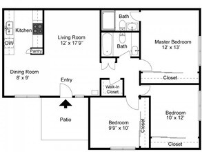 3 BR, 2 BA 149 floor plan