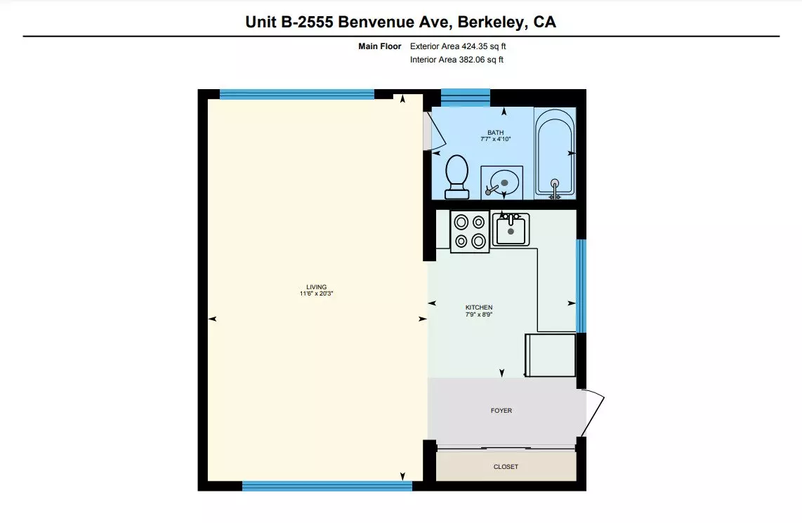 Studio, 1 Bath Model floor plan