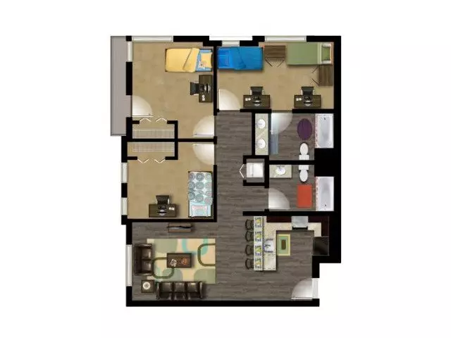 3 Beds • 2 Bath floor plan