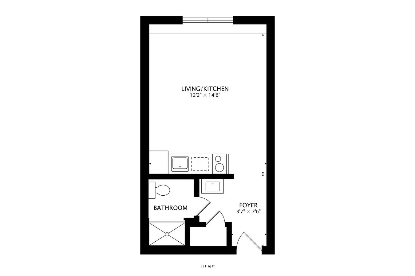 Studio • 1 Bath 110 floor plan