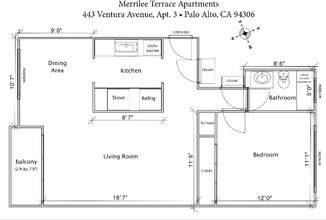 1BR/1BA floor plan