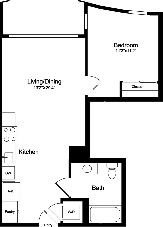 1 Bed • 1 Bath 619 floor plan