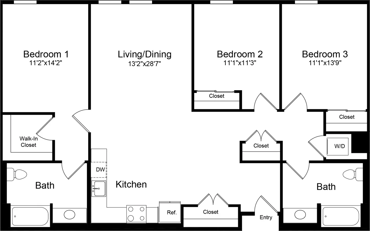3 Beds • 2 Bath 374 floor plan