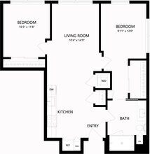 2 Beds • 2 Bath 528 floor plan