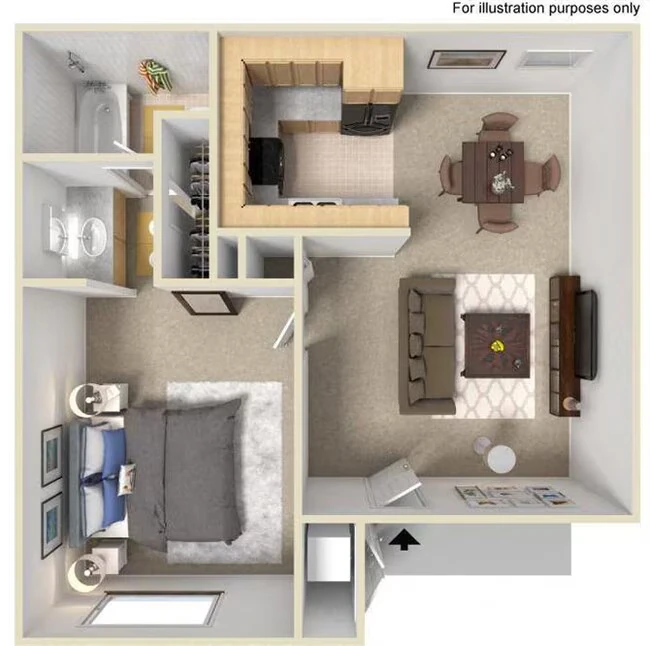 1 Bed • 1 Bath 220 floor plan