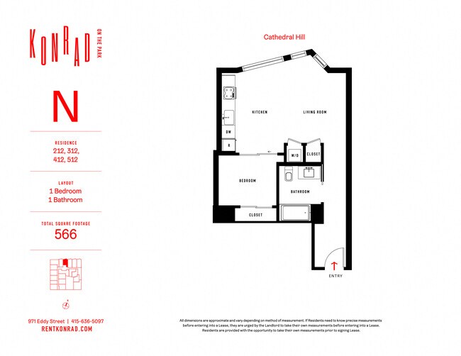 1x1-N 412 floor plan