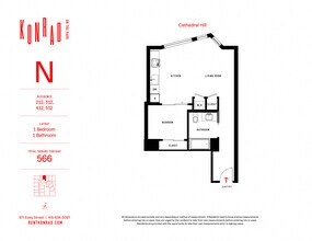 1x1-N 412 floor plan