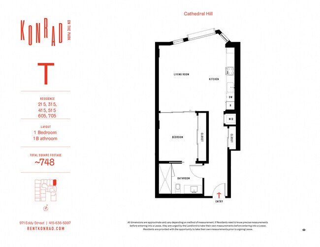 1x1-T 705 floor plan