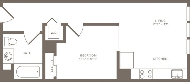 1 Bed • 1 Bath 626 floor plan