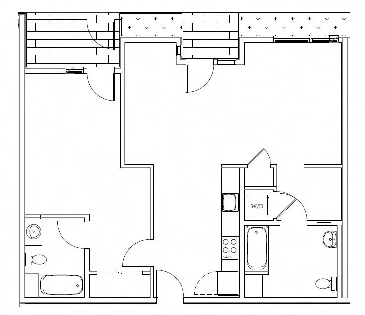 1 Bed • 2 Bath 107 floor plan