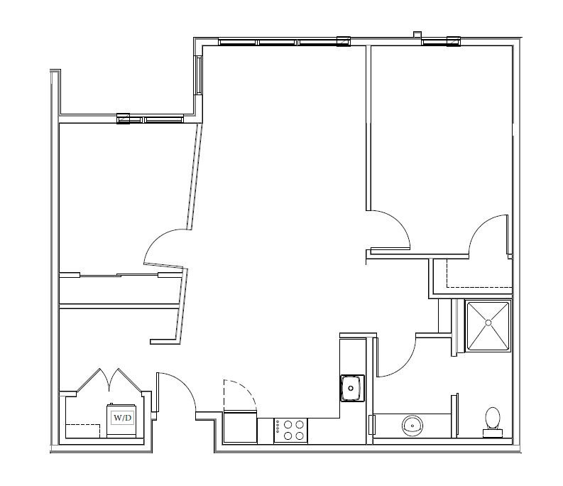 2 bd · 1 ba · 999 sqft floor plan
