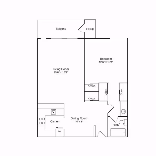 1x1 floor plan