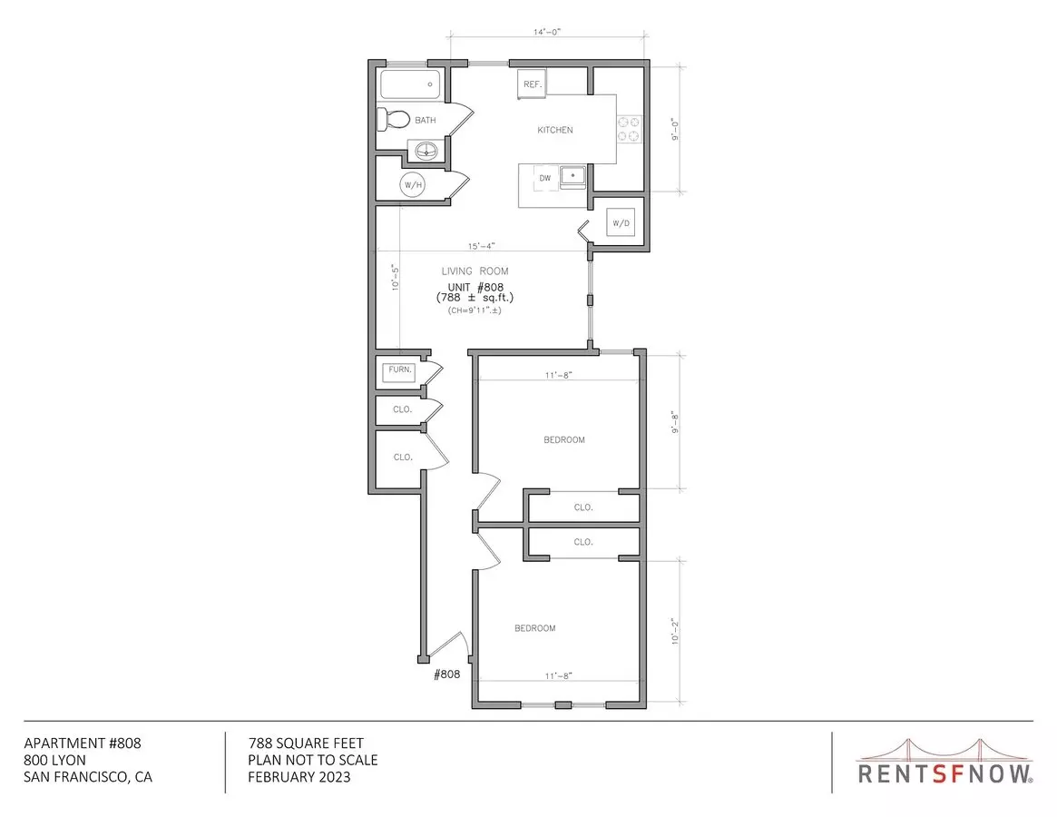 2 Beds • 1 Bath - floor plan