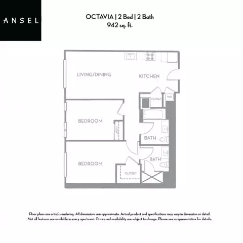 2 Beds • 2 Bath 901 floor plan