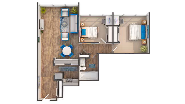 2 Beds • 1 Bath 0207 floor plan