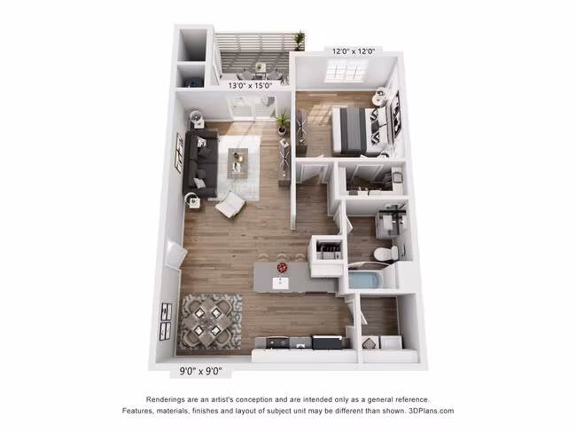 1 Bed • 1 Bath 0278 floor plan
