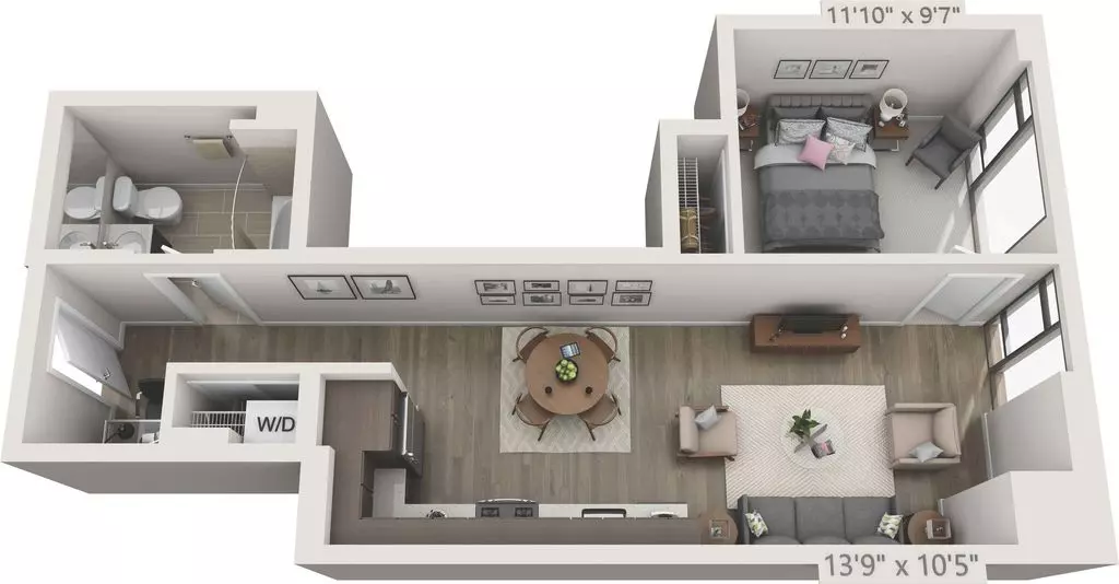 1 Bedroom C 1030 floor plan
