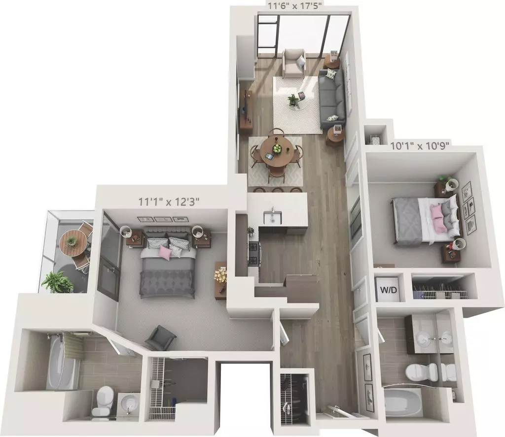 2 Bedroom 2 Bath G 0501 floor plan