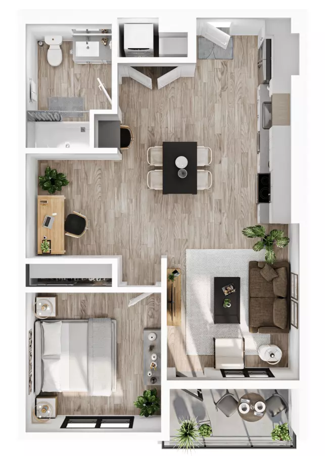 1BR/1BA SI FL1-ID1913 floor plan