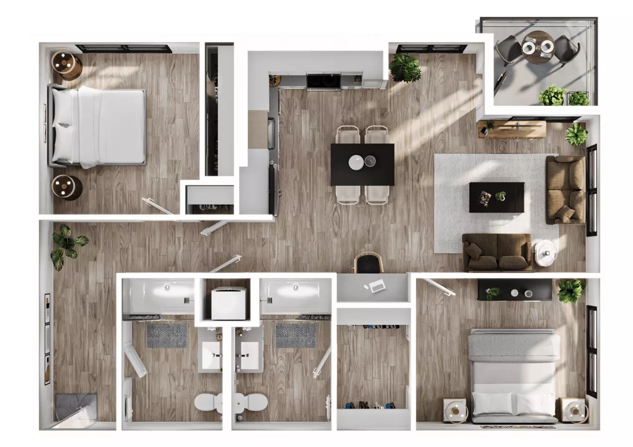 2 Beds • 2 Bath 218 floor plan