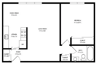 1 Bed 1 Bath 205 205 floor plan