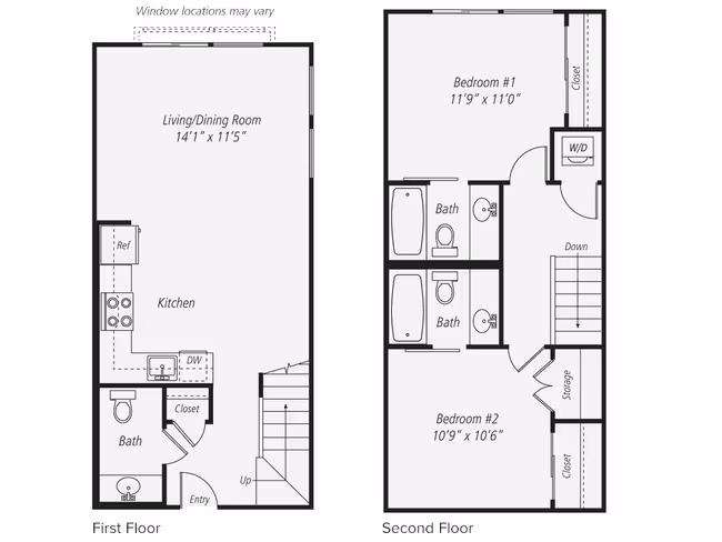 2 Beds • 2 Bath 006-306 floor plan