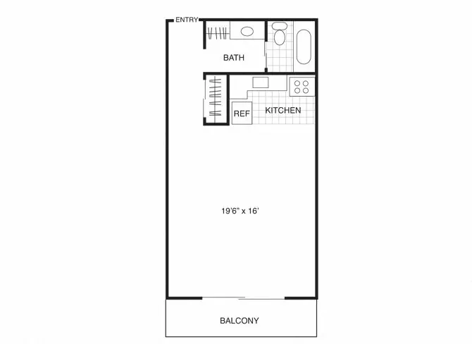 Studio, 1 Bath Model floor plan